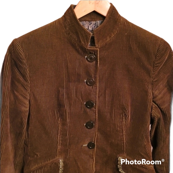 Fuentecapala Dark Academia Brown Corduroy Blazer - Picture 2 of 8